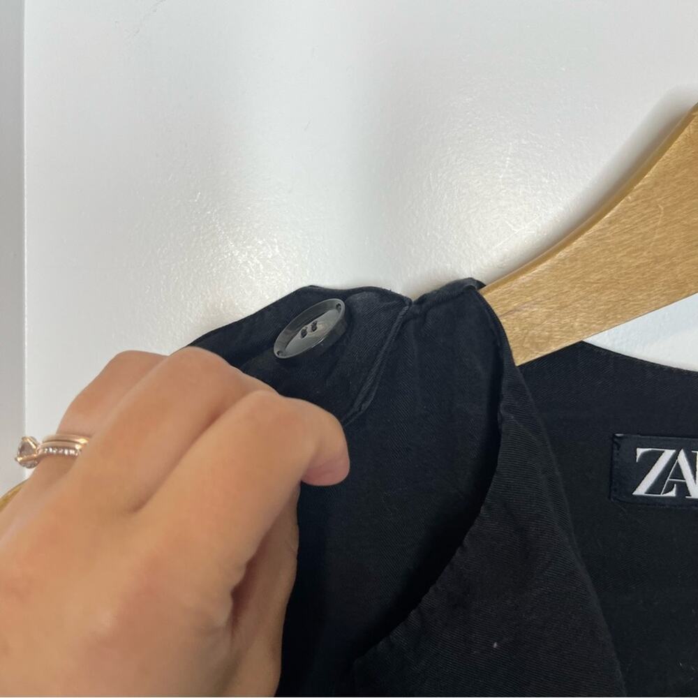 Zara Black Sleeveless Button Down Waist Tie Shirt Dress Size XS - Picture 5 of 10